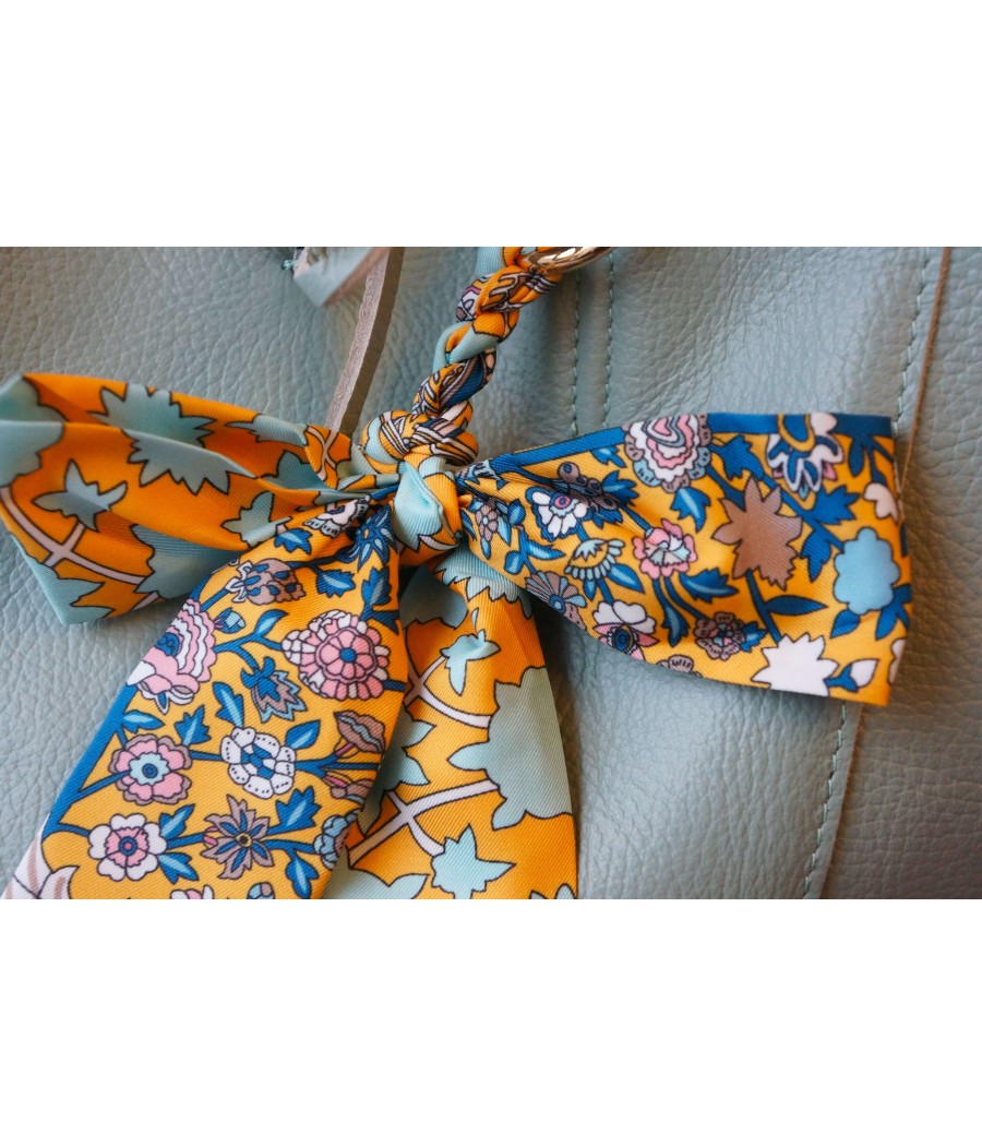 santaia bijou de sac porte-clés noeud style couture ruban bleu jaune